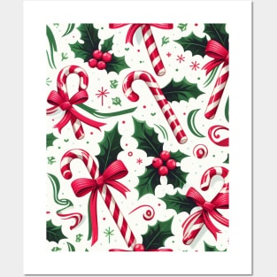 Christmas Candy Cane Pattern Posters and Art
